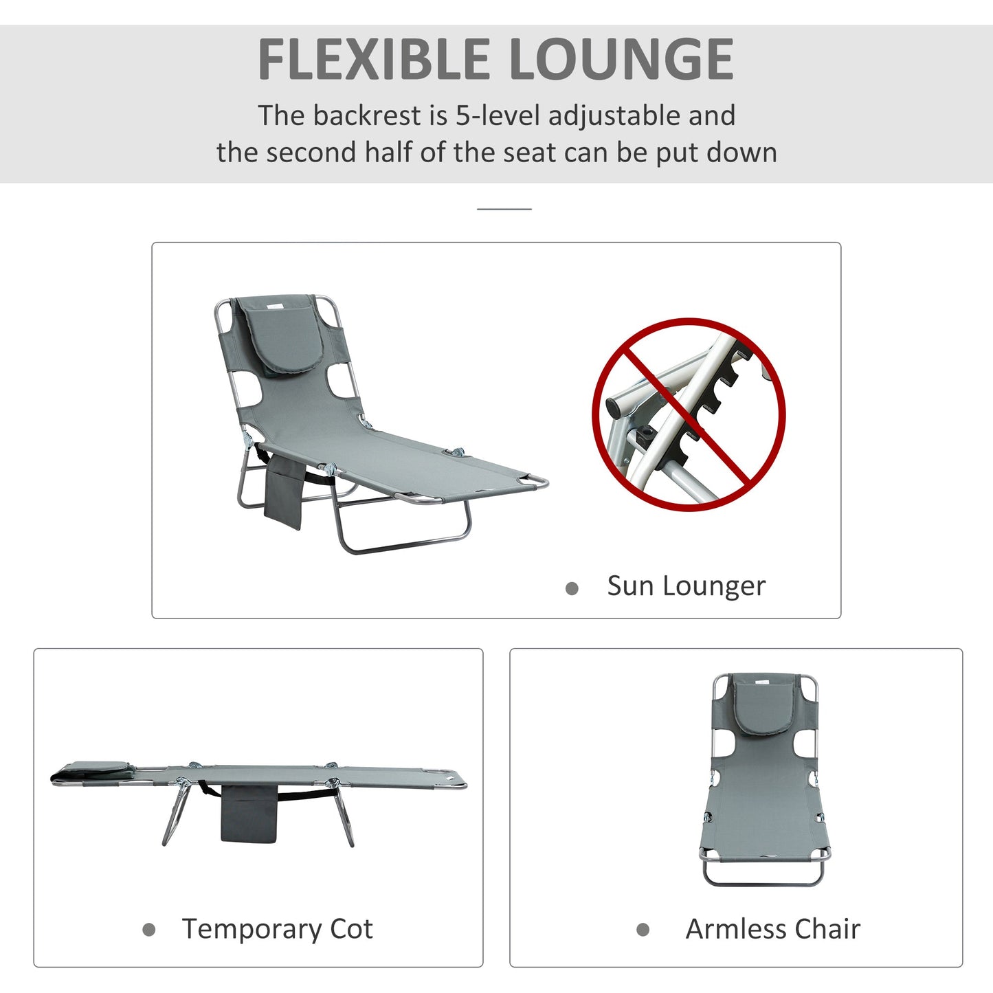 Foldable Sun Lounger with Reading Hole