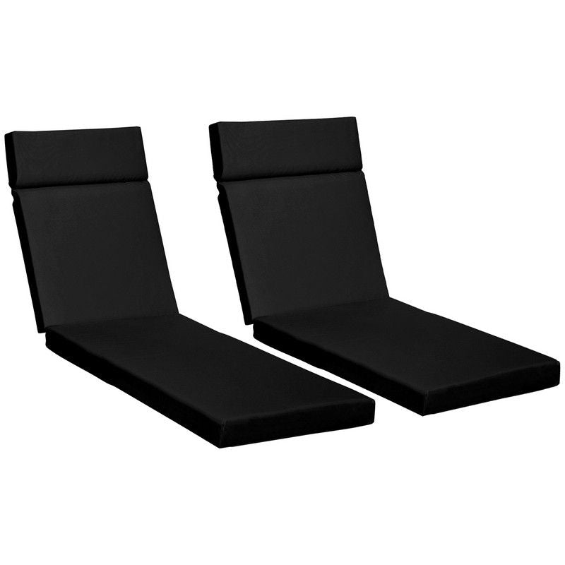 Outsunny Outsunny Set Of 2 Sun Lounger Cushions Replacement Cushions For Rattan Furniture With Ties 196 X 55 cm Black