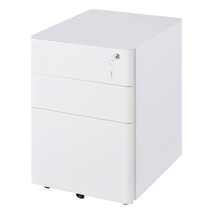 Vinsetto Fully Assembled 3 Drawer Steel Metal Filing Cabinet Lockable Rolling Vertical File Cabinet White