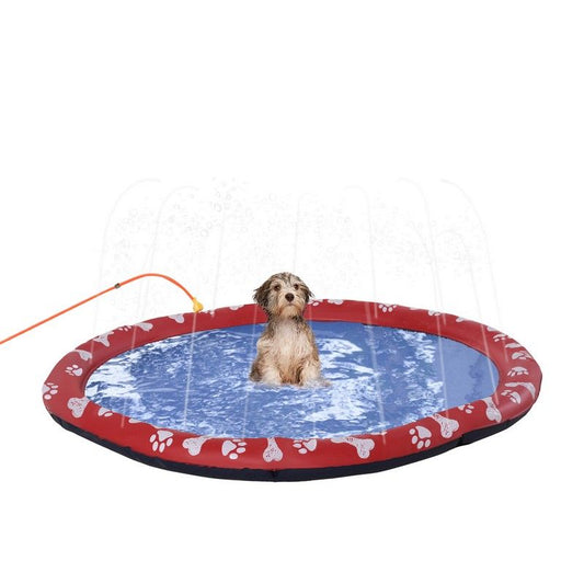 PawHut Pawhut 150cm Splash Pad Sprinkler For Pets Dog Bath Pool Water Game Mat Toy Non-Slip Outdoor Backyard Red