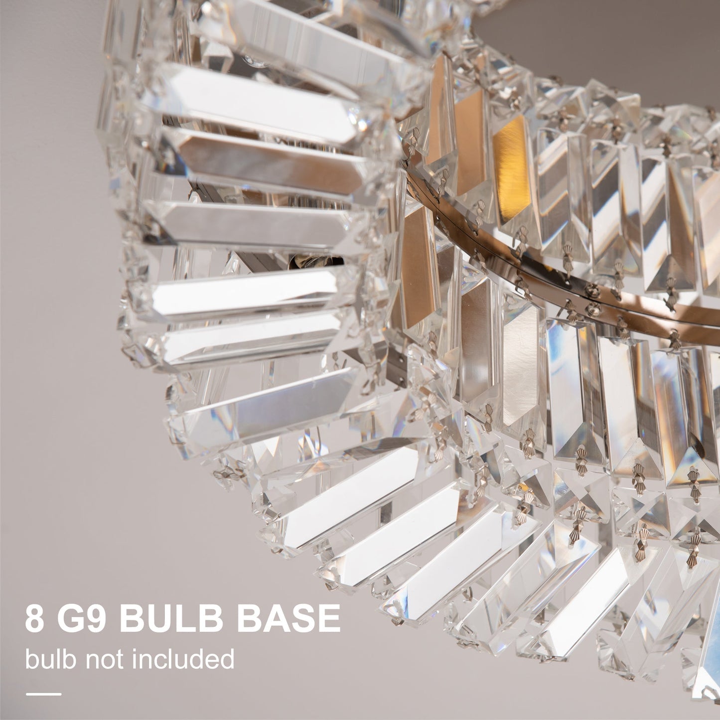 Crystal Ceiling Light Modern Chandeliers Stainless Steel Pendant Lights with Crystal Decorations for Living Room Bedroom Dining Room Hall Silver