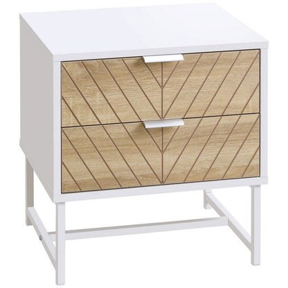 Homcom Homcom Modern Bedside Table With 2 Drawers Sofa Side Table For Bedroom White And Oak