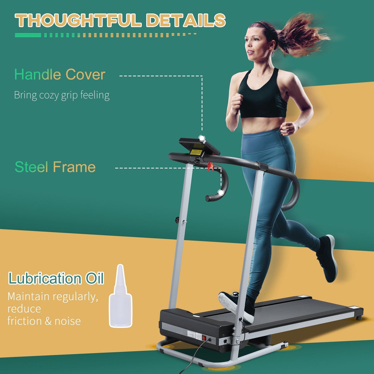 Electric Treadmill Home Running Machine 500W 28kg-Black/Grey