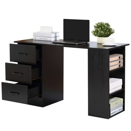 Homcom Homcom 120cm Computer Desk With Storage Shelves Drawers Writing Table Study Workstation For Home Office Black