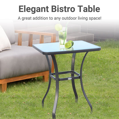 Outsunny Bar Table Bistro Square Glass Dining Kitchen Breakfast Pub Party Metal Garden Caf Coffee Table Patio