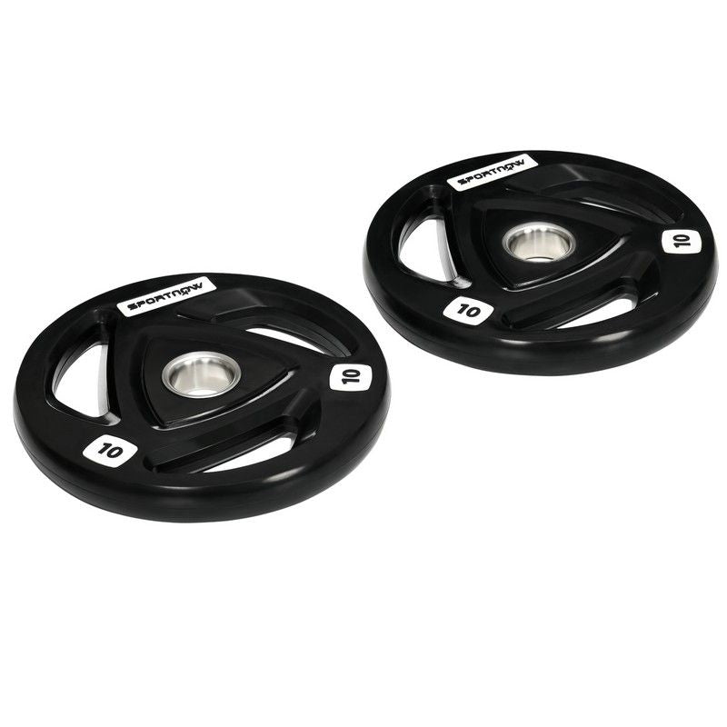 SPORTNOW Olympic 2 x 10kg With 5cm Core Hole Weight Plates Steel & Rubber Black by Sportnow