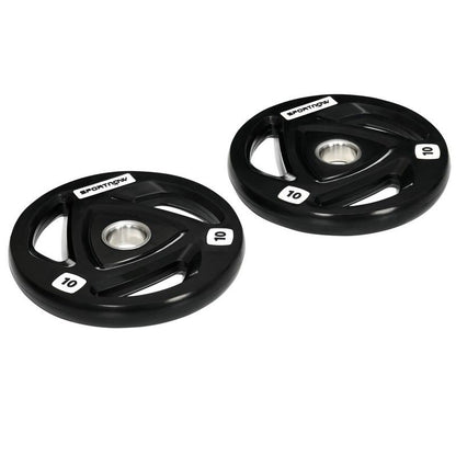 SPORTNOW Olympic 2 x 10kg With 5cm Core Hole Weight Plates Steel & Rubber Black by Sportnow