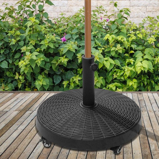 Outsunny Outsunny Resin Patio Umbrella Base on Wheels Parasol Stand W/Wheels-Black