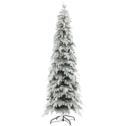 7ft Slim Christmas Tree Artificial - White Frosted Green Slim  800 Tips