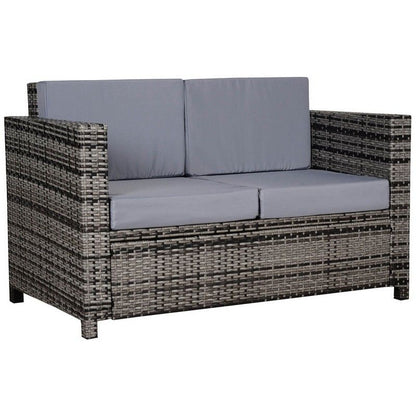 Outsunny Outsunny Two-Seater Rattan Sofa - Mixed Grey