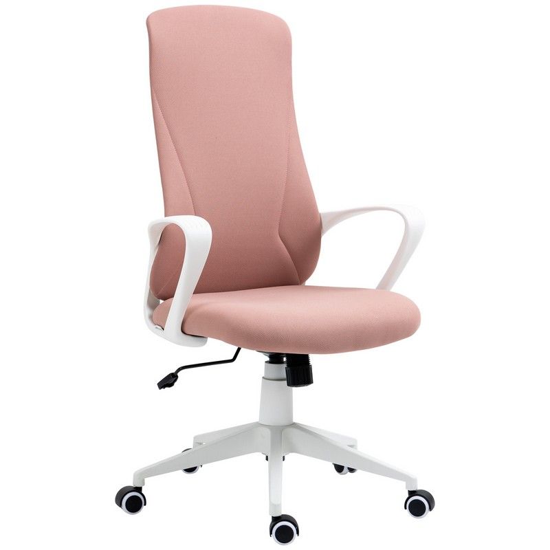 Vinsetto Vinsetto High Back Office Chair Fabric Desk Chair With Armrests Adjustable Height Swivel Wheels Pink