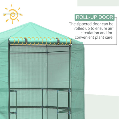 Hexagon Walk In Garden Greenhouse PE Planter Flower Growth with Zipped Door 228 x 196 x 215H cm