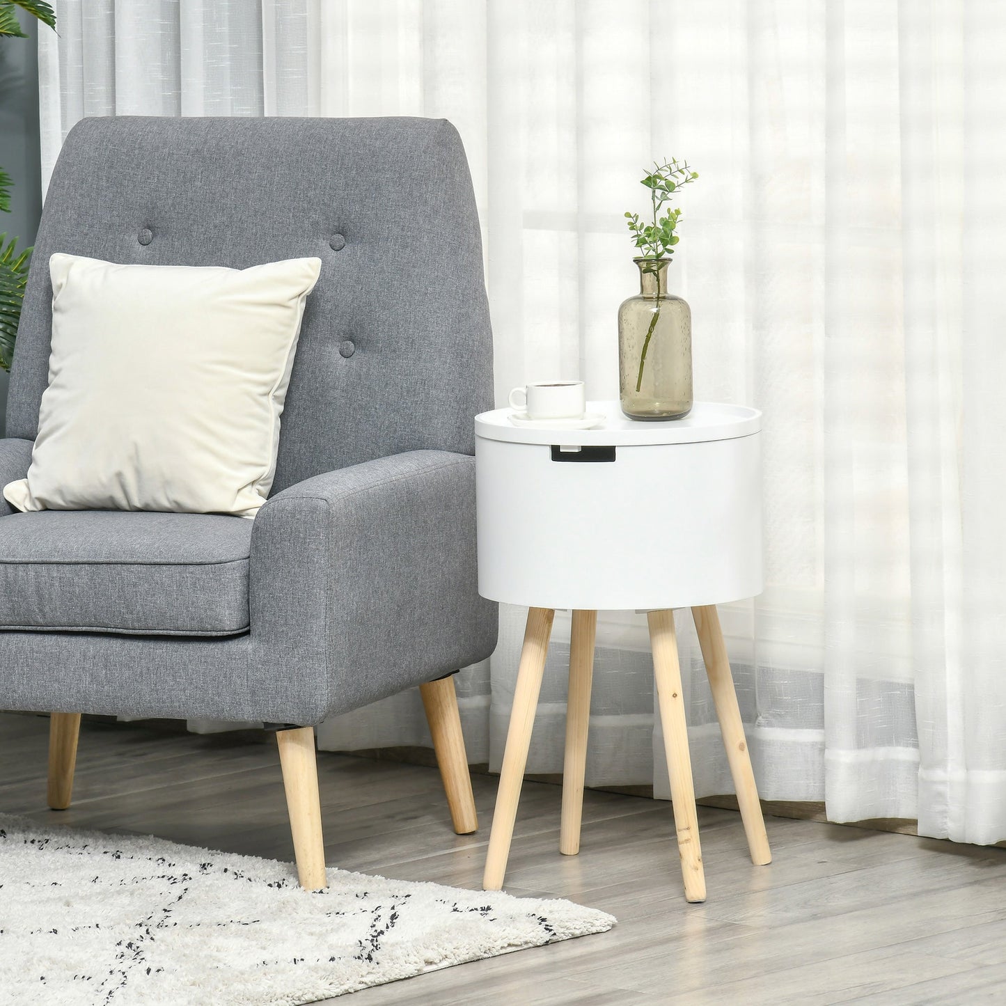 Modern Side Table with Hidden Storage Space