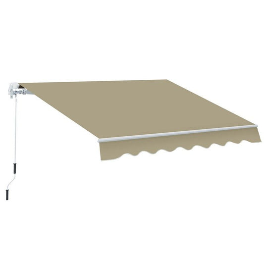 Outsunny Outsunny 2.5X2 M Manual Retractable Awning-Beige Canopy/White Frame