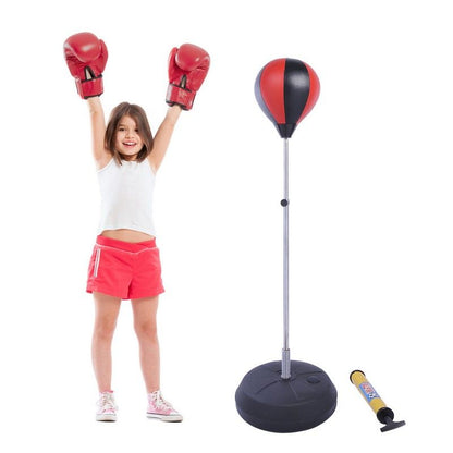 Homcom Homcom Kids PU Freestanding Boxing Punch Bag w/ Gloves Black/Red