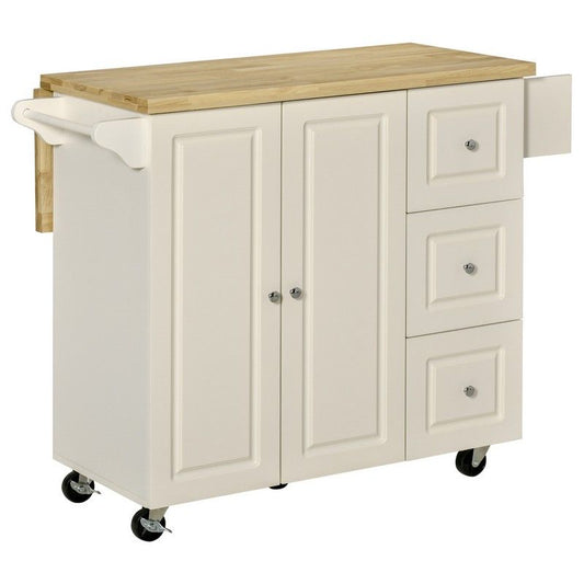 Homcom Homcom Drop-Leaf Kitchen Island on Wheels Utility Storage Cart with Drawers & Cabinet for Kitchen