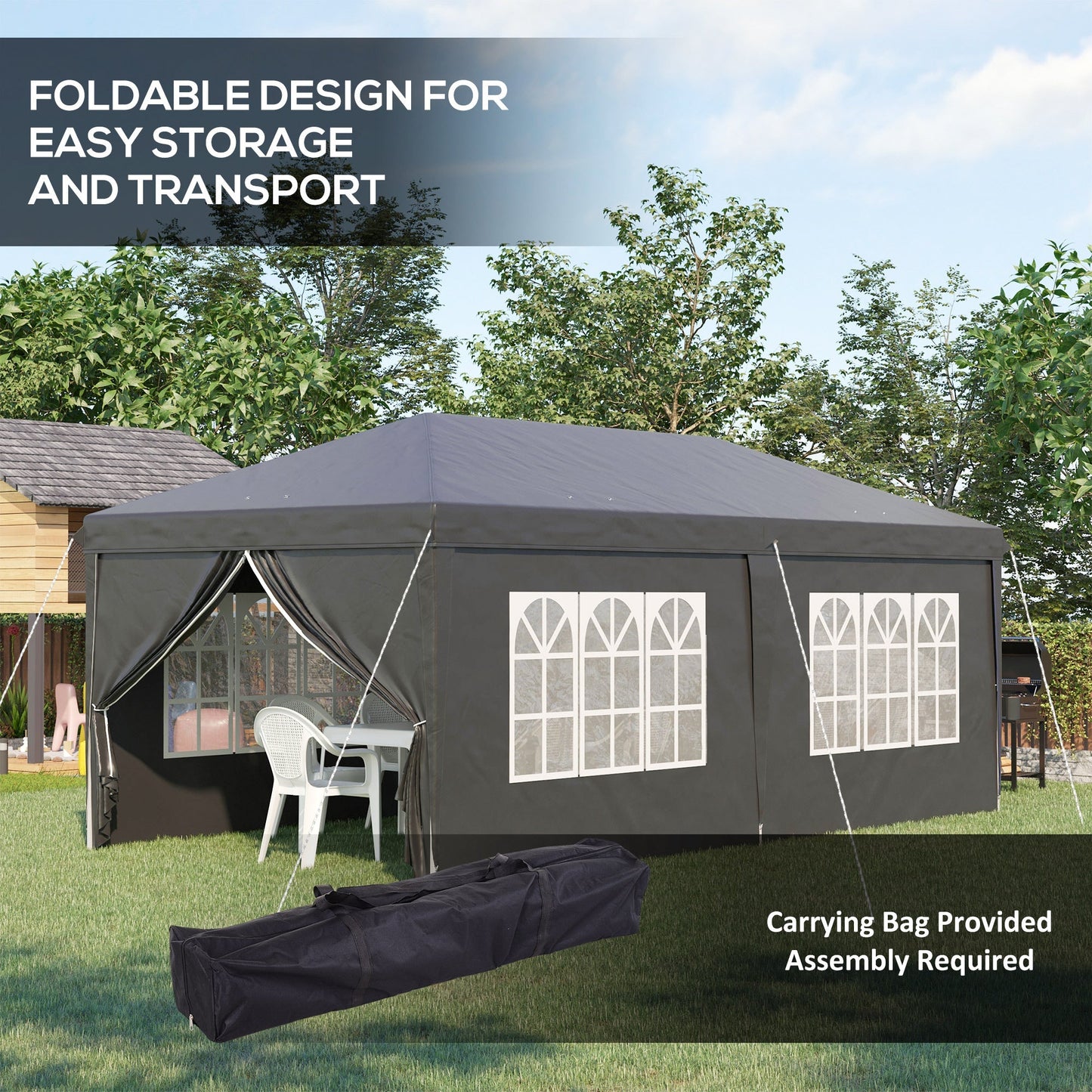 3 x 6 m Pop Up Gazebo with Sides and Windows