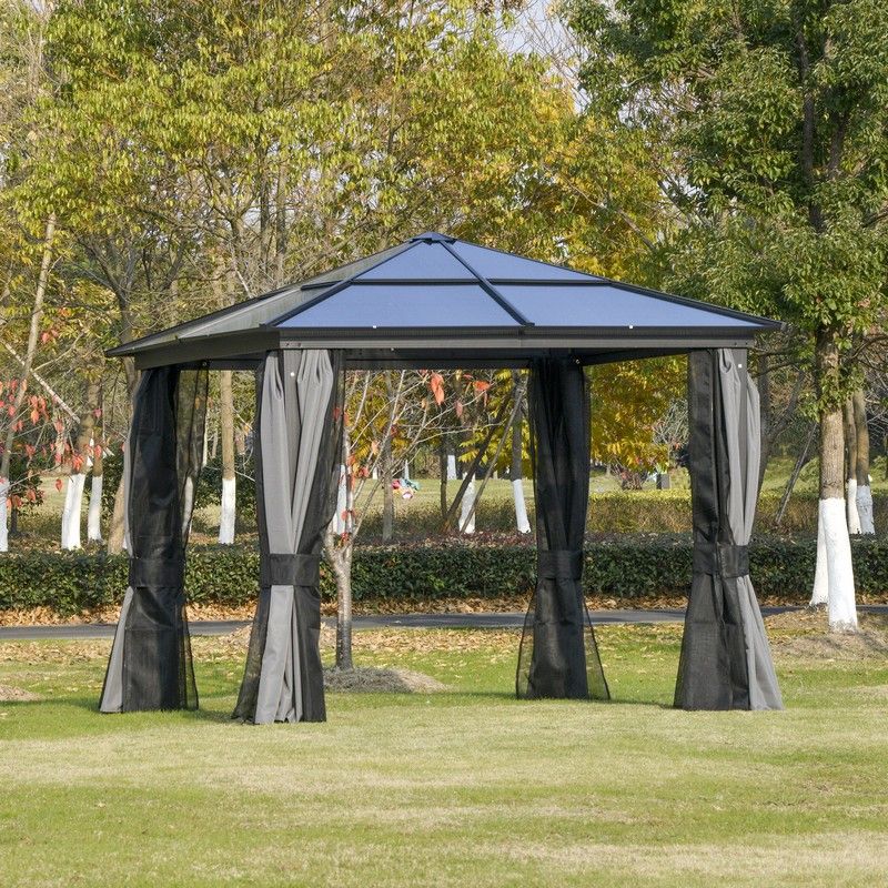 Outsunny Outsunny 3 x 3M Hardtop Gazebo with UV Resistant Polycarbonate Roof & Aluminium Frame