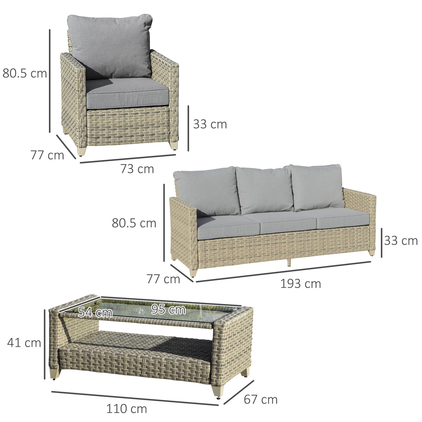 4-Pieces Patio Wicker Sofa Set