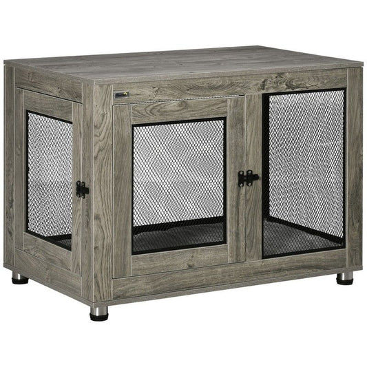 PawHut Pawhut Two-In-One Dog Cage & Side Table With Two Doors Cushion For Large Dogs