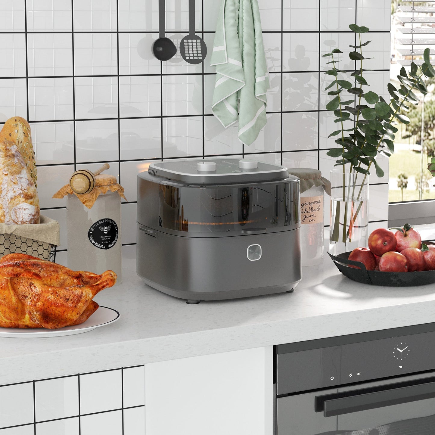 Family Size Air Fryer Oven with Rapid Air Circulation and Recipes