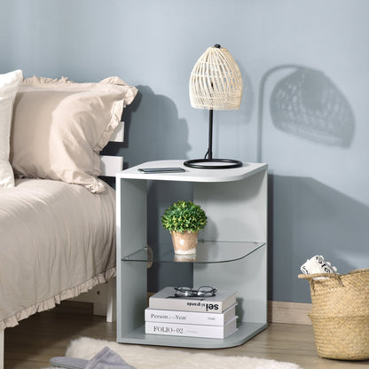 Modern Side Table Three Layer Bedside Table Nightstand with 2 Storage Shelves