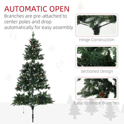 6ft Prelit Christmas Tree Artificial - White Frosted Green with LED Lights Multicoloured 1078 Tips