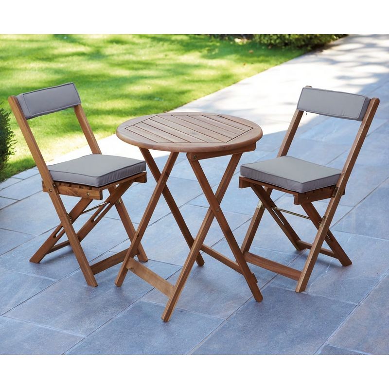 Greenhurst Raffles Garden Bistro Set by Greenhurst - 2 Seats Grey Cushions