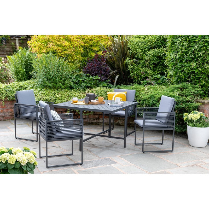 Anglian Garden Sheringham Garden Patio Dining Set by E-Commerce - 4 Seats Grey Cushions