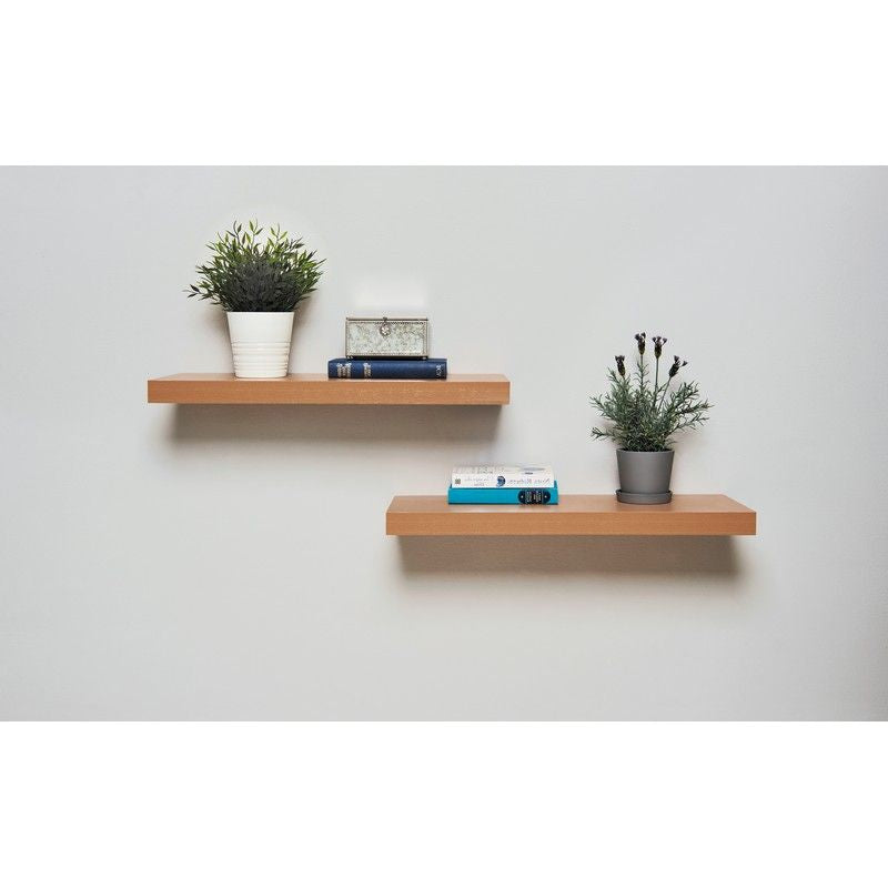 Greenhurst 40cm Pack of 2 Floating Shelves Oak