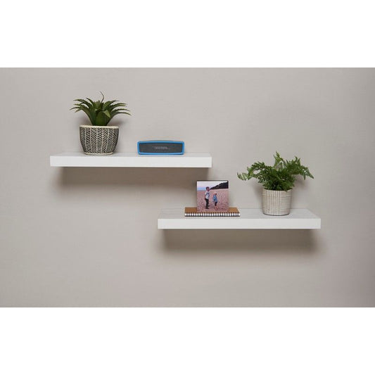 Greenhurst 40cm Pack of 2 Floating Shelves White