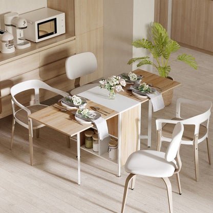 Homcom Homcom Foldable Drop Leaf Dining Table Folding Workstation For Small Space With Storage Shelves Cubes Oak & White