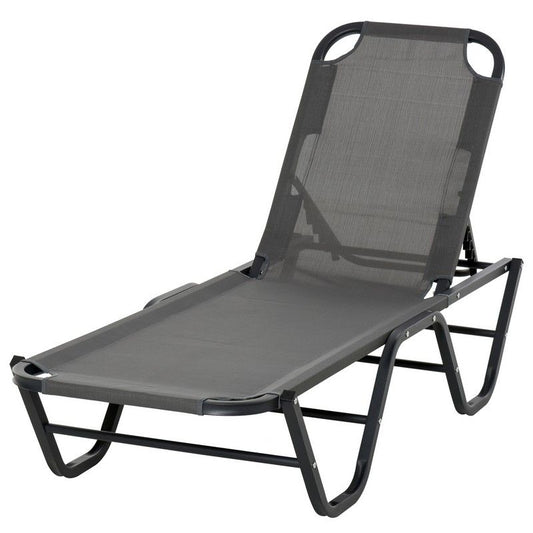 Aosom 5-Position Sun Lounger Aluminium Grey by Aosom