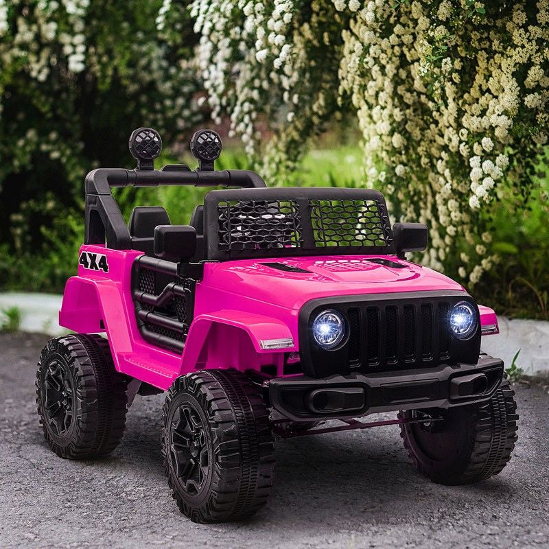 Homcom Homcom 12V Battery-powered 2 Motors Kids Electric Ride On Car Truck Off-road Toy with Parental Remote Control Horn Lights Suspension Wheels for 3-6 Years Old Pink