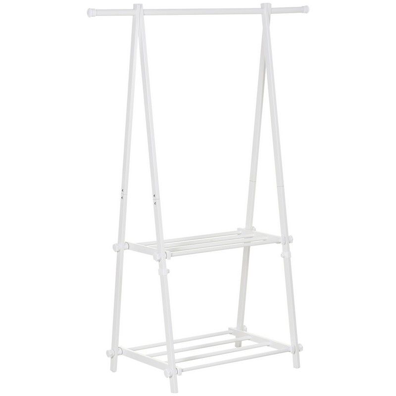 Homcom Homcom Steel Freestanding Clothes Rail With 2 Shelves White