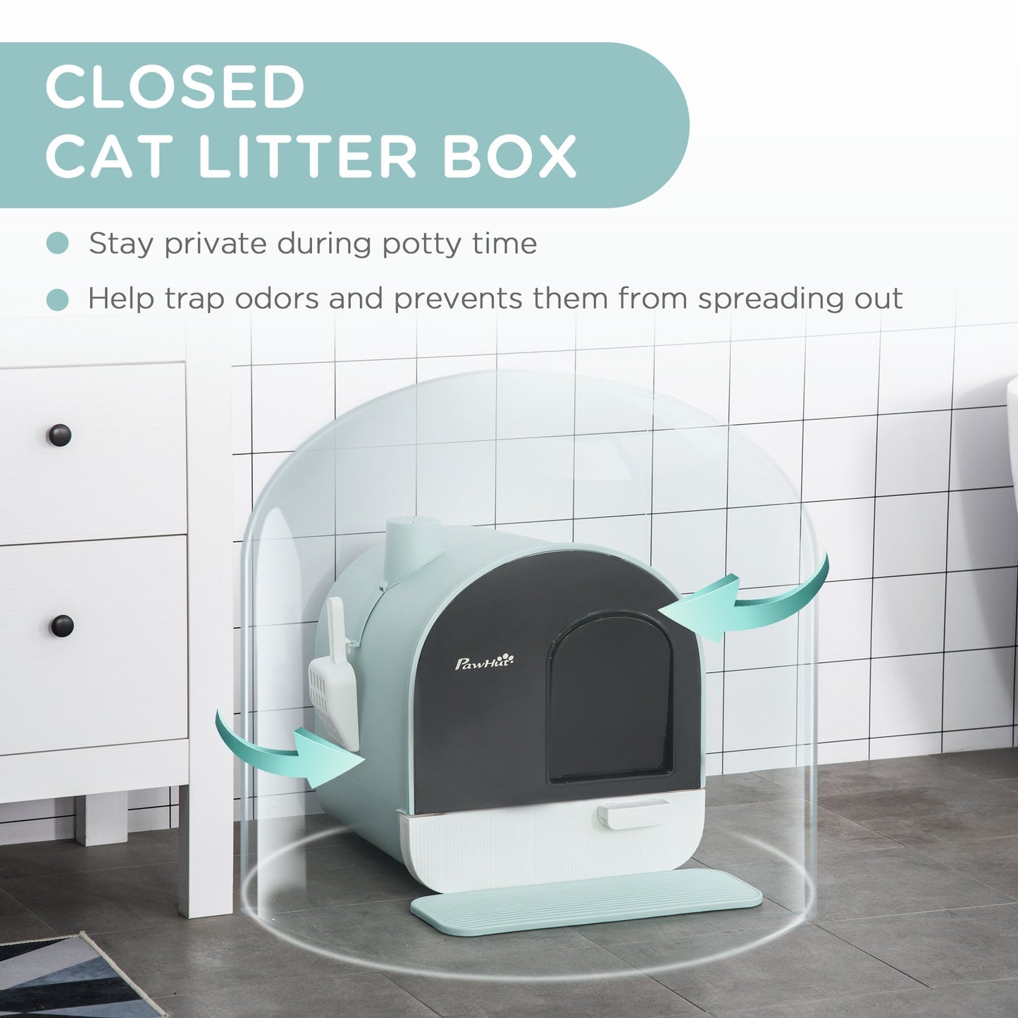 PawHut Hooded Cat Litter Box