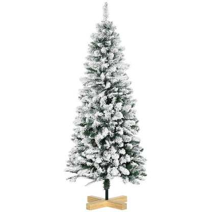 Homcom 5ft Christmas Tree Artificial - White Frosted Green 426 Tips