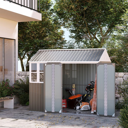 Barn 8 x 6' Double Door Reverse Apex Garden Shed With Window & Air Vents Steel Grey by Steadfast