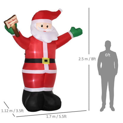 8 Foot Inflatable Christmas Santa Claus Holds Light Sign of Blessings