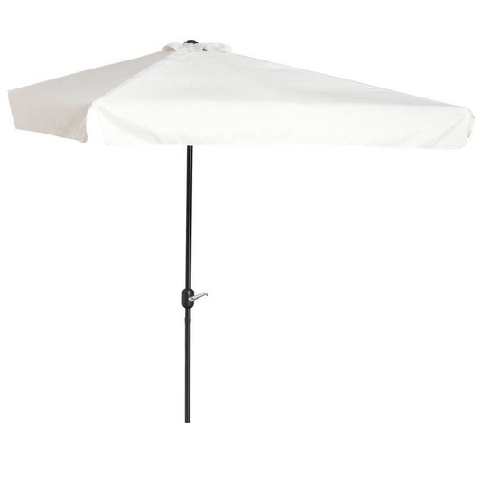 Outsunny Outsunny 2.3m Half Round Parasol Umbrella Balcony Metal Frame Outdoor NO BASE Cream White