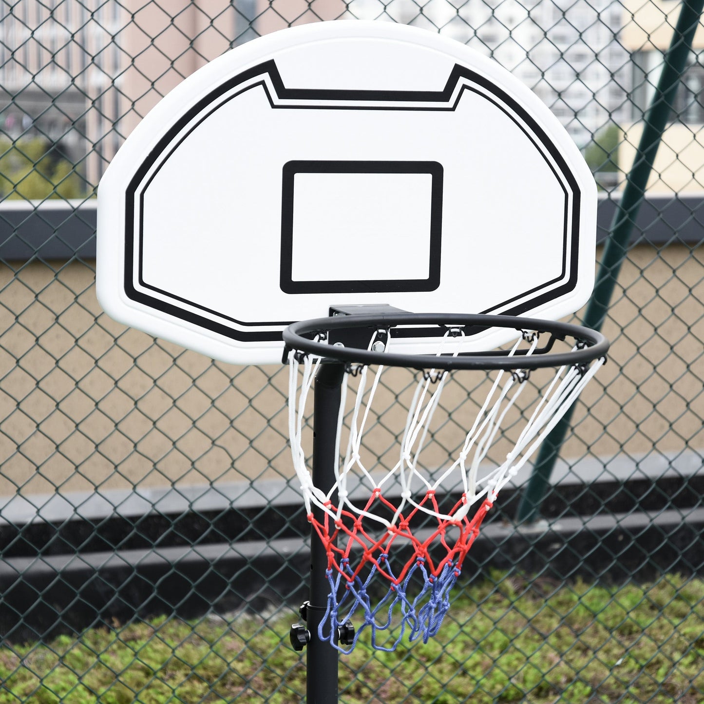 Steel Frame Freestanding Basketball Hoop Height Adjustable Basketball Stand Black