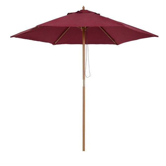 Outsunny Outsunny 2.5M Wooden Garden Parasol Umbrella-Red Wine