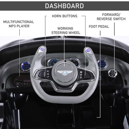 Compatible Electric Kids Ride On Car Bentley GT 12V Battery Powered Toy Two Motors with LED Light Music Parental Remote Control for 3 - 8 Years Black Bentley