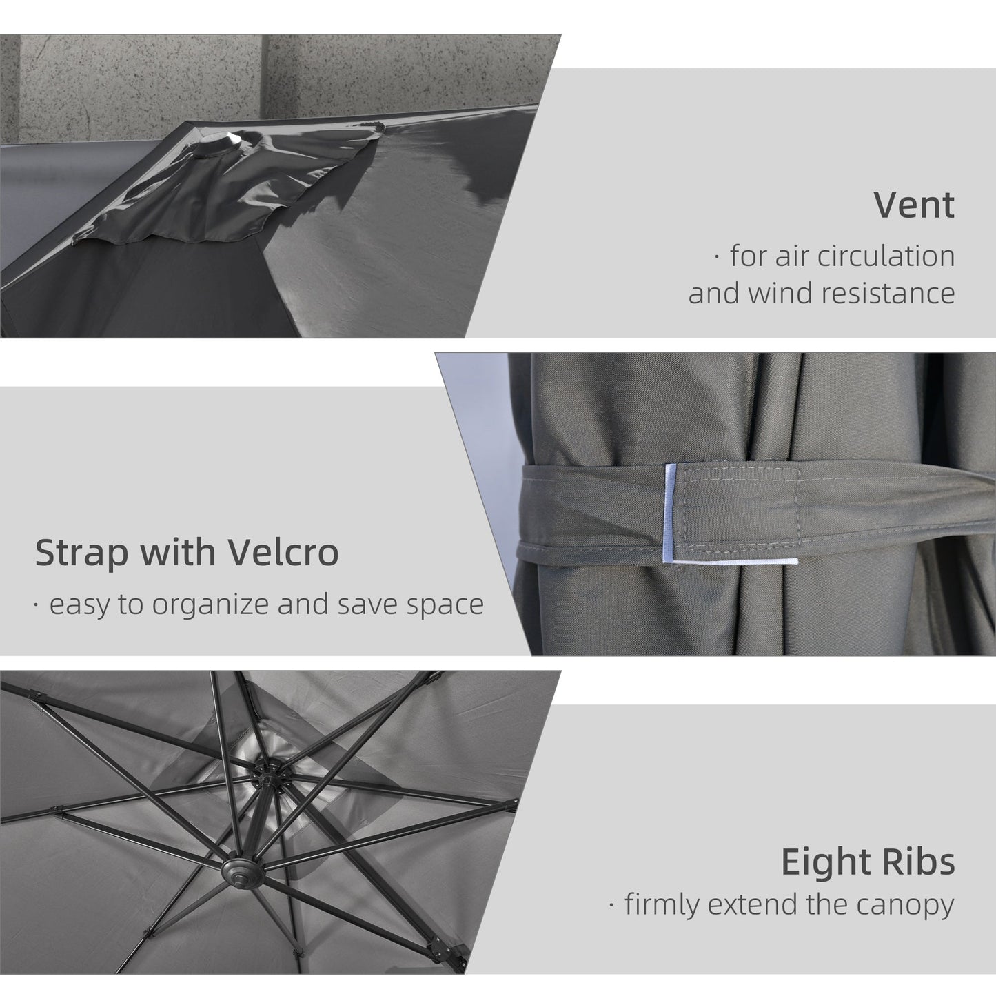 2.7m Square Overhanging Cantilever Umbrella