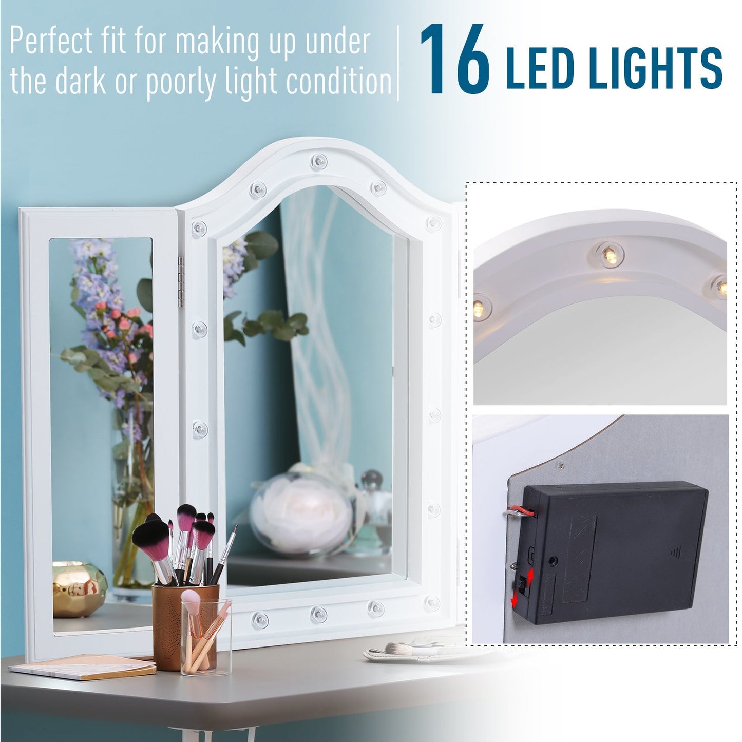 Trifold Freestanding Mirror