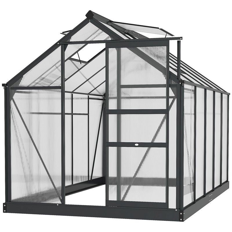 Outsunny Outsunny Clear Polycarbonate Greenhouse Large Walk-In Green House Garden Plants Grow Galvanized Base Aluminium Frame With Slide Door