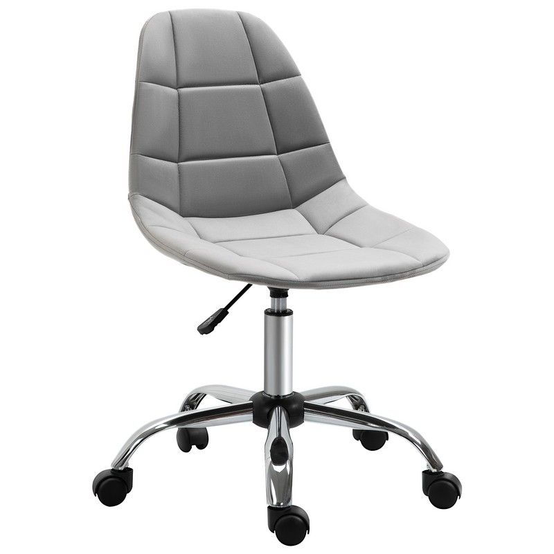 Vinsetto Vinsetto Ergonomic Office Chair Velvet Computer Home Study Chair Armless With Wheels Grey