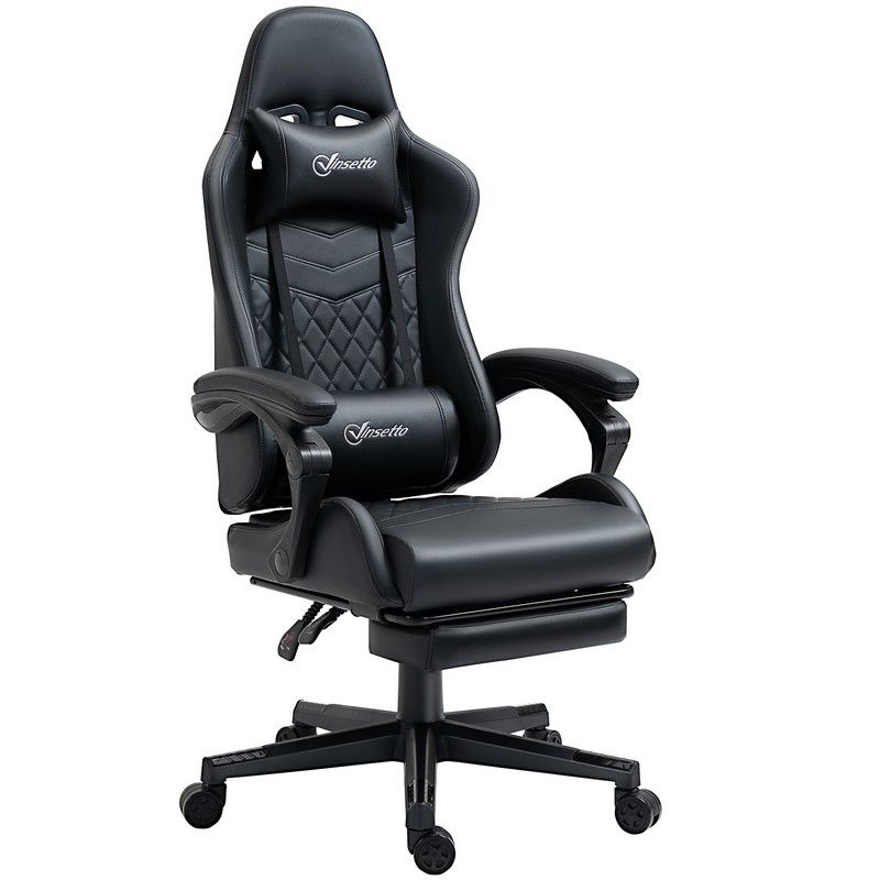 Vinsetto Vinsetto Racing Gaming Chair With Swivel Wheel Footrest Pvc Leather Recliner Gamer Desk For Home Office Black