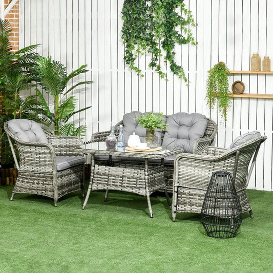 Outsunny Outsunny 4-Seater PE Rattan Garden Furniture