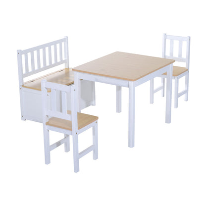 Homcom 4-Piece Kids Table And Chair Set With 2 Wooden Chairs